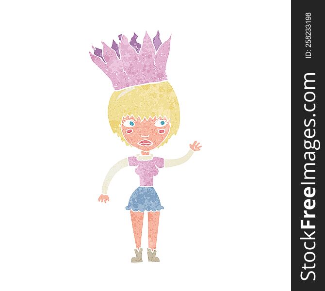 cartoon woman wearing paper crown