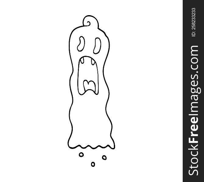 Line Drawing Cartoon Spooky Ghost
