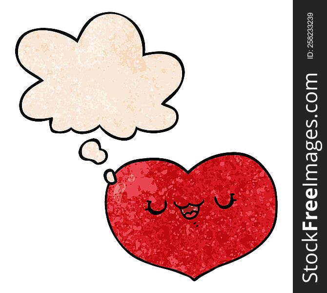 cartoon love heart and thought bubble in grunge texture pattern style