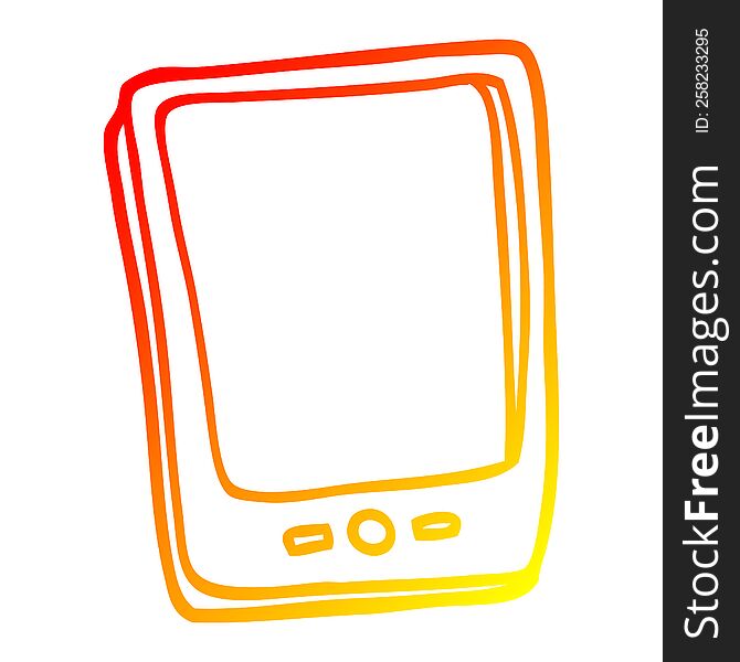 warm gradient line drawing of a cartoon touch screen mobile