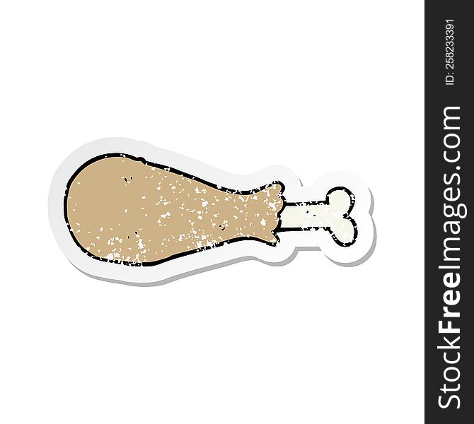 Distressed Sticker Of A Cartoon Chicken Leg