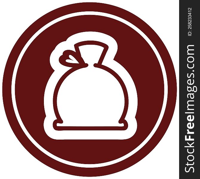 bulging sack circular icon symbol