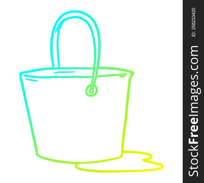 cold gradient line drawing cartoon bucket of water