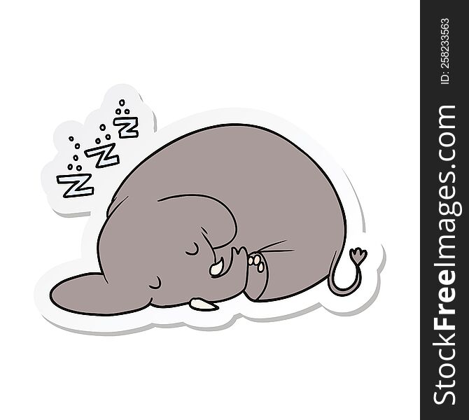 Sticker Of A Cartoon Sleeping Elephant