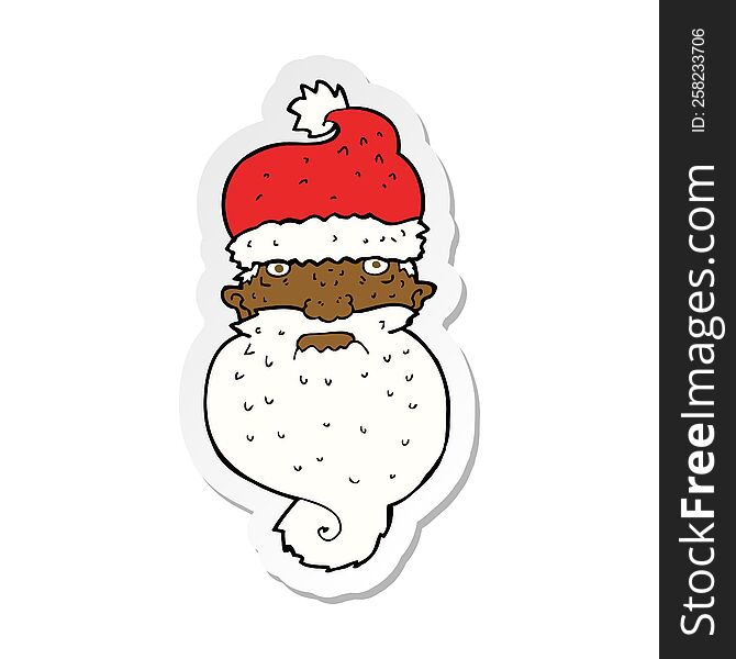 sticker of a cartoon grim santa face