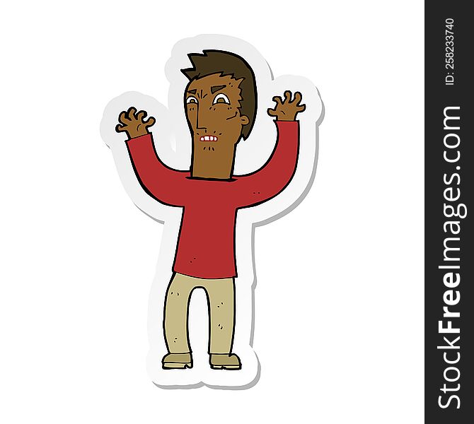 Sticker Of A Cartoon Angry Man