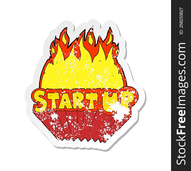 retro distressed sticker of a cartoon startup symbol