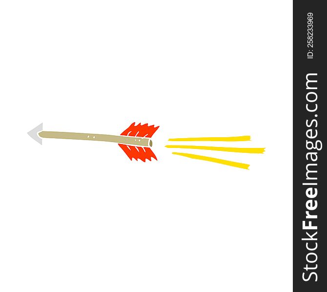 Flat Color Illustration Of A Cartoon Flying Arrow