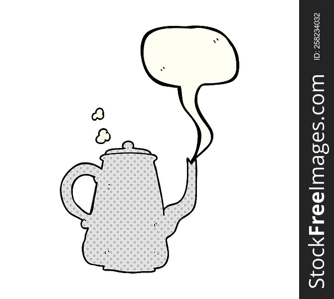 freehand drawn comic book speech bubble cartoon steaming  coffee pot. freehand drawn comic book speech bubble cartoon steaming  coffee pot
