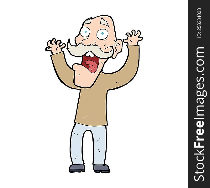 cartoon old man getting a fright