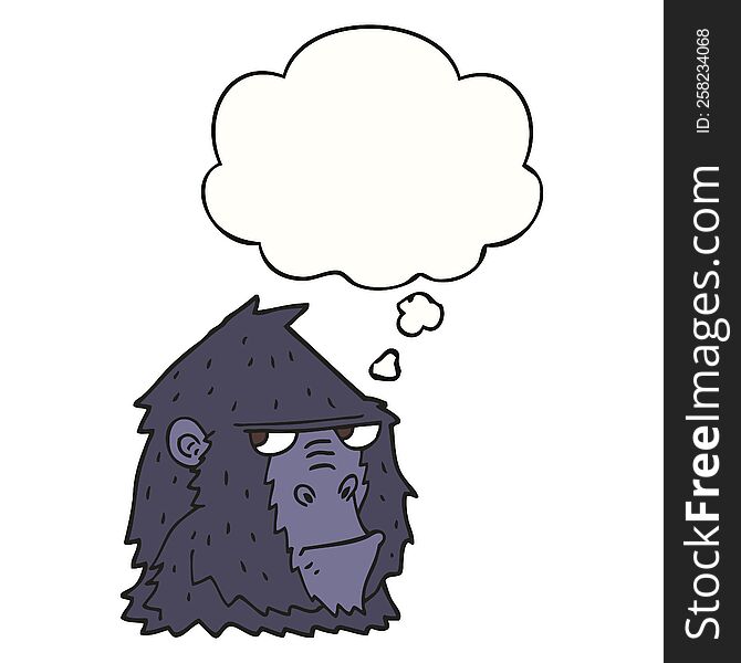 cartoon gorilla with thought bubble. cartoon gorilla with thought bubble