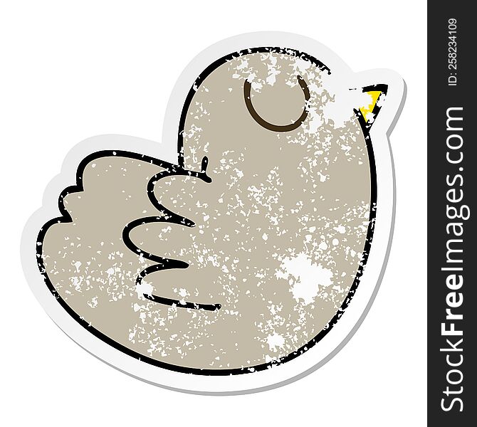 Distressed Sticker Of A Quirky Hand Drawn Cartoon Bird