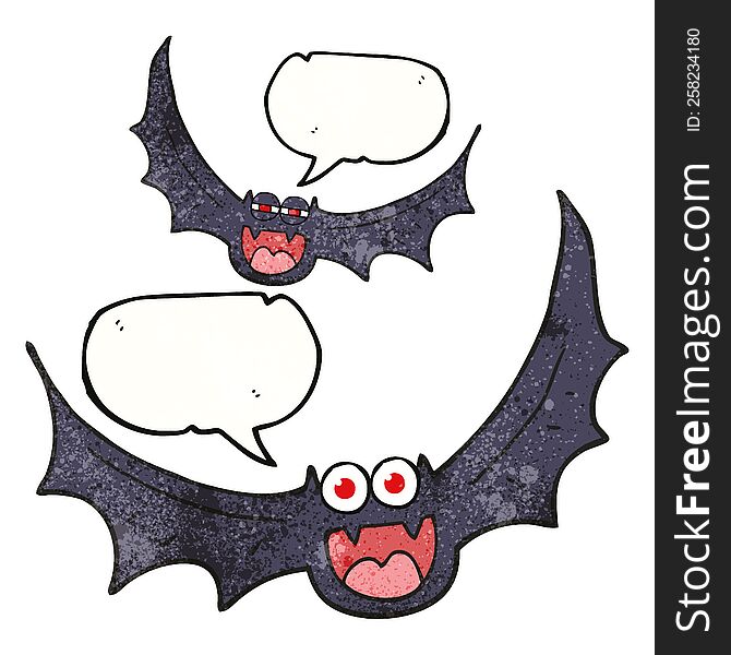 freehand speech bubble textured cartoon halloween bats