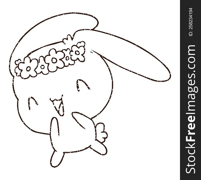 Happy Rabbit Charcoal Drawing