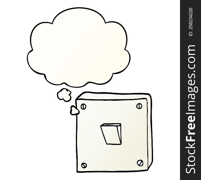 cartoon light switch and thought bubble in smooth gradient style