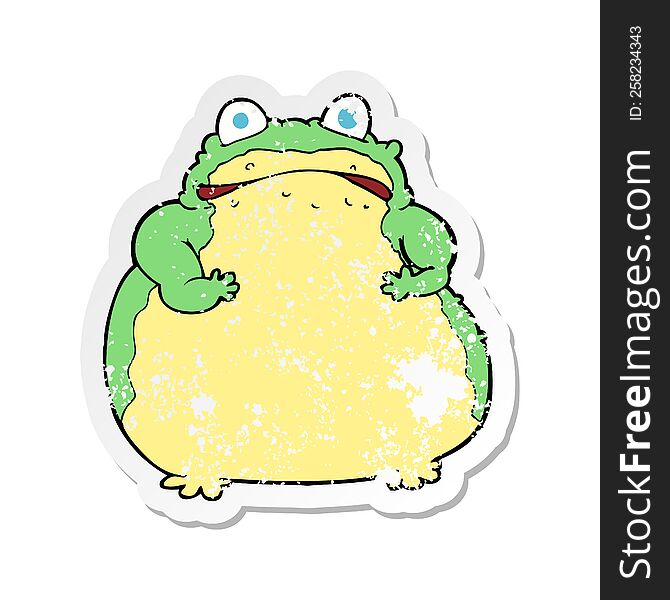retro distressed sticker of a cartoon fat toad