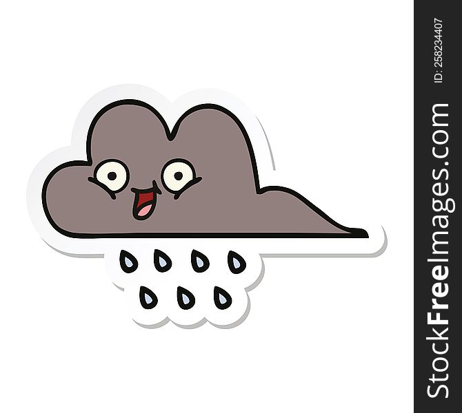 sticker of a cute cartoon storm rain cloud