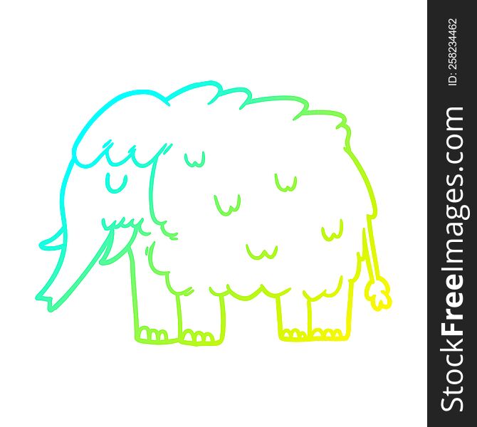 Cold Gradient Line Drawing Cartoon Mammoth