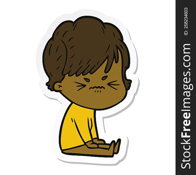 Sticker Of A Cartoon Frustrated Woman