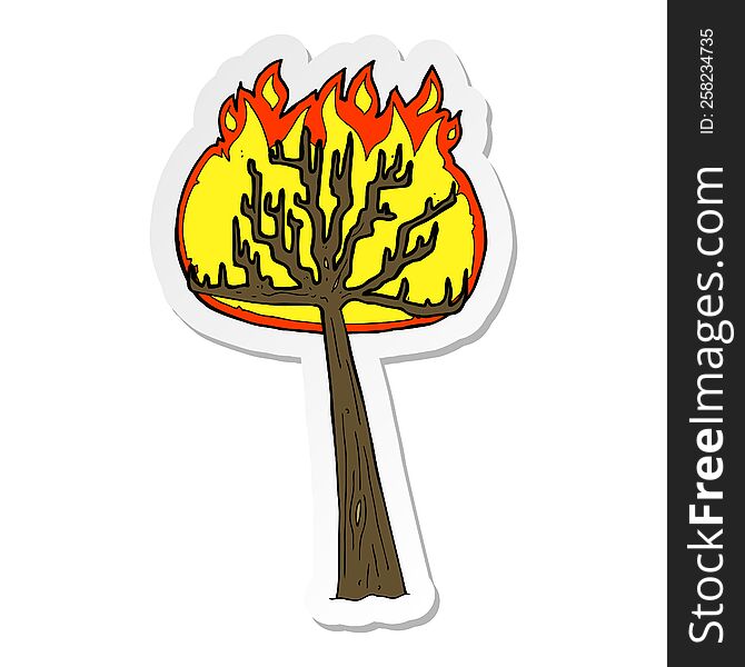 sticker of a cartoon burning tree