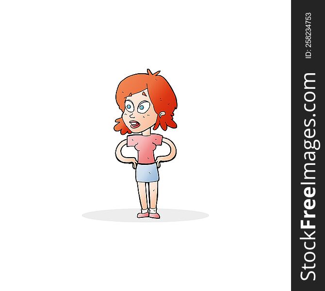 cartoon woman with hands on hips