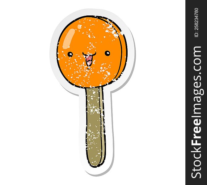 distressed sticker of a cartoon lollipop