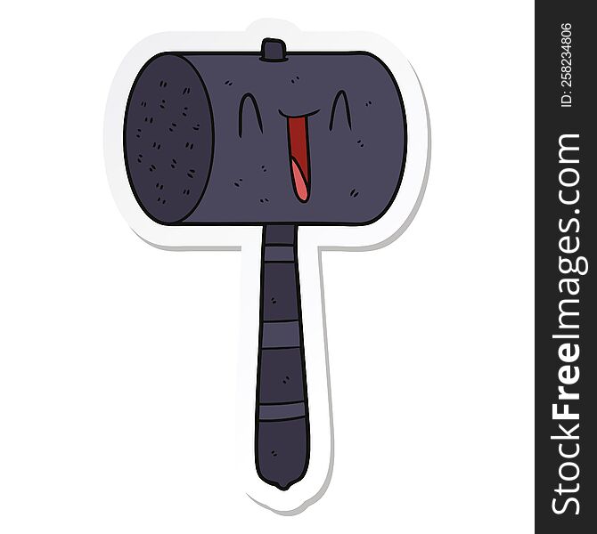 sticker of a cartoon hammer