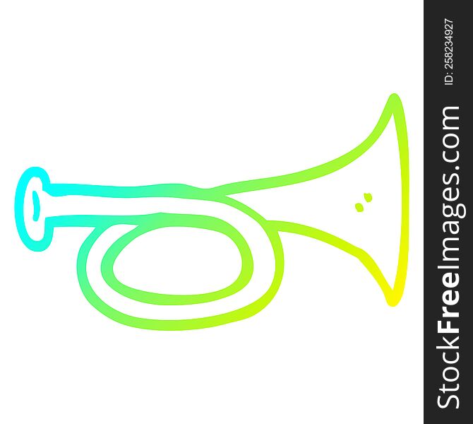 cold gradient line drawing of a cartoon brass horn