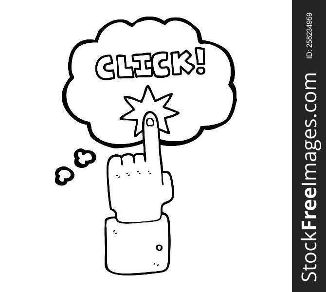 Thought Bubble Cartoon Click Sign With Finger