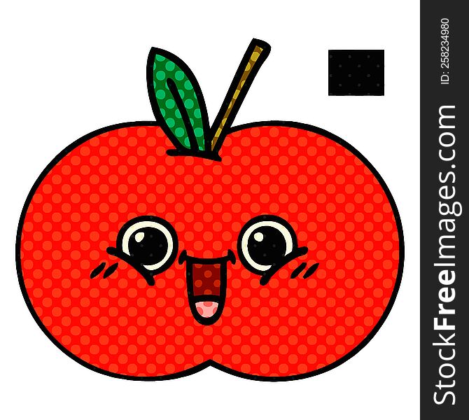 comic book style cartoon of a red apple