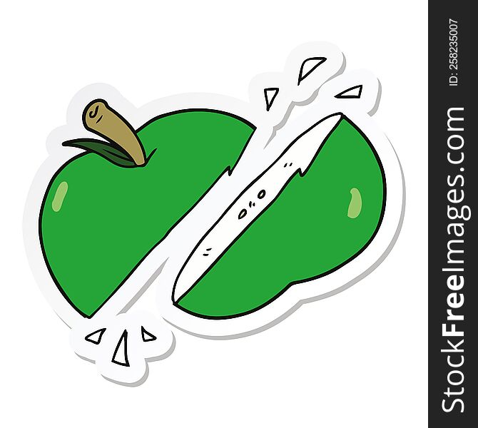 sticker of a cartoon sliced apple