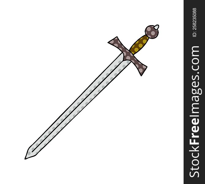 Quirky Comic Book Style Cartoon Sword