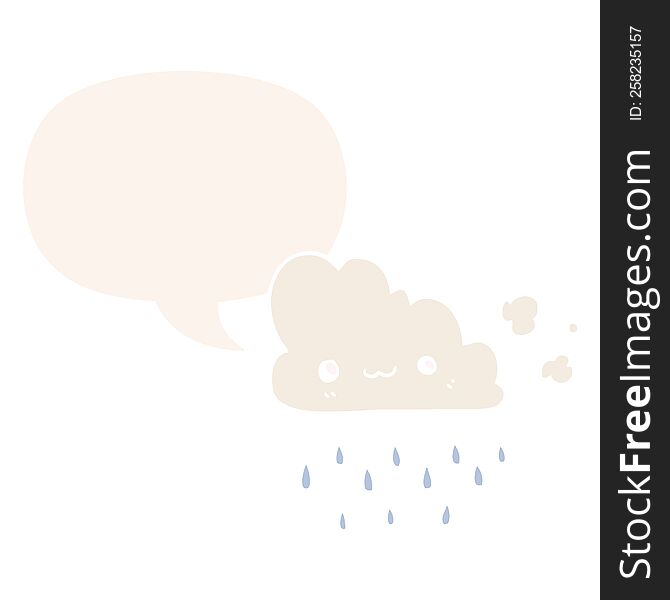 cartoon storm cloud and speech bubble in retro style