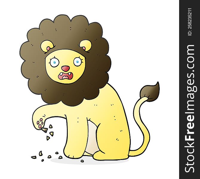 Cartoon Lion With Thorn In Foot