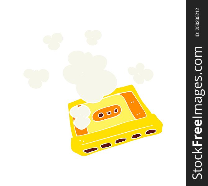 Flat Color Illustration Of A Cartoon Cassette Tape