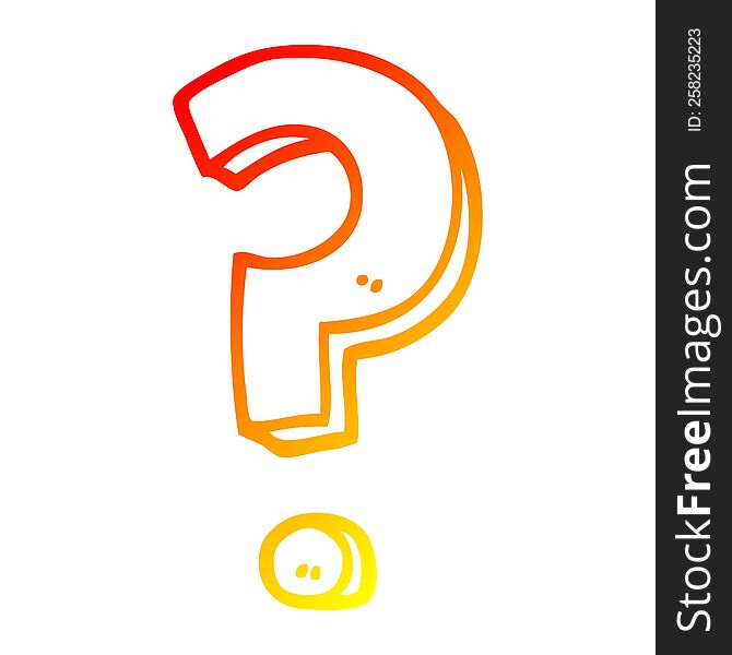 warm gradient line drawing of a cartoon question mark
