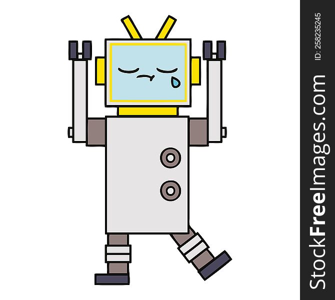 Cute Cartoon Crying Robot