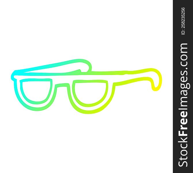 cold gradient line drawing of a cartoon cool sunglasses