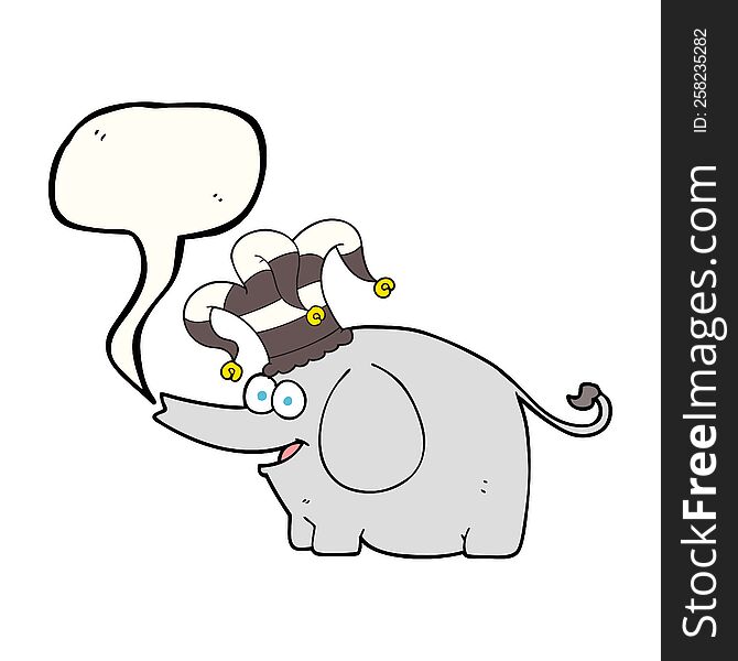 speech bubble cartoon elephant wearing circus hat