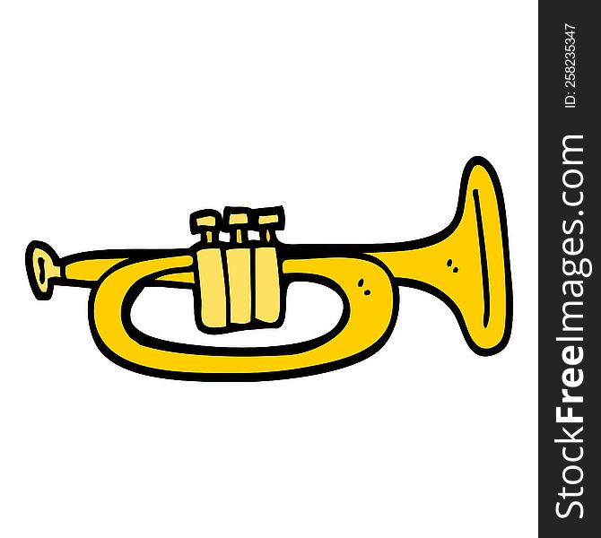 hand drawn doodle style cartoon trumpet