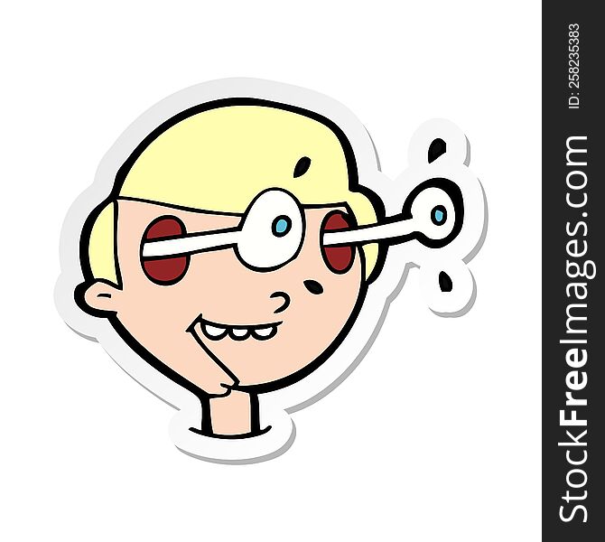 sticker of a cartoon excited boys face