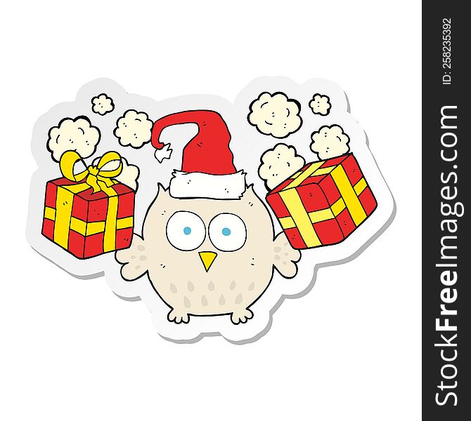 sticker of a cartoon christmas owl