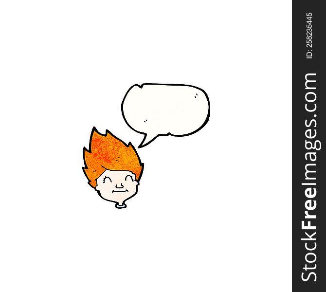 Ginger Boy With Speech Bubble Cartoon