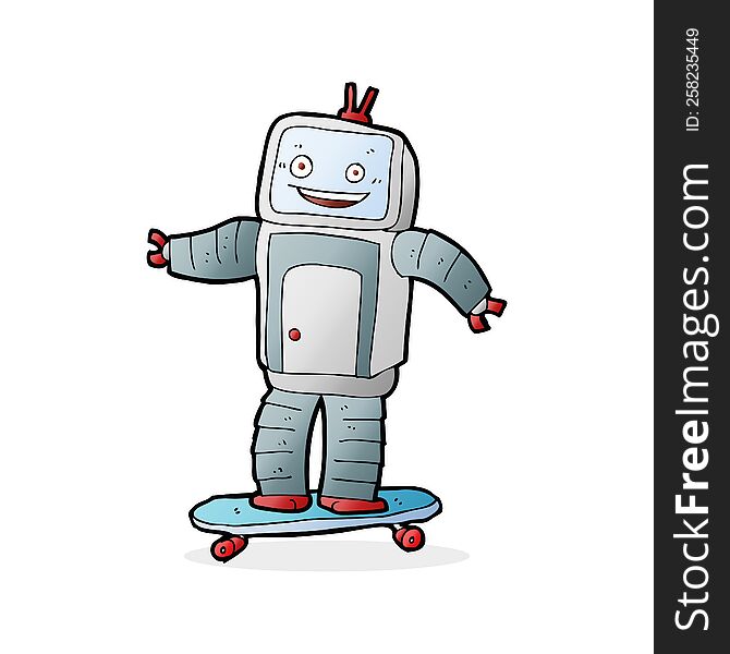 Cartoon Skateboarding Robot