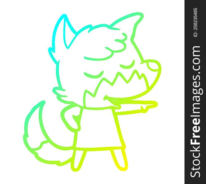 Cold Gradient Line Drawing Friendly Cartoon Fox Girl