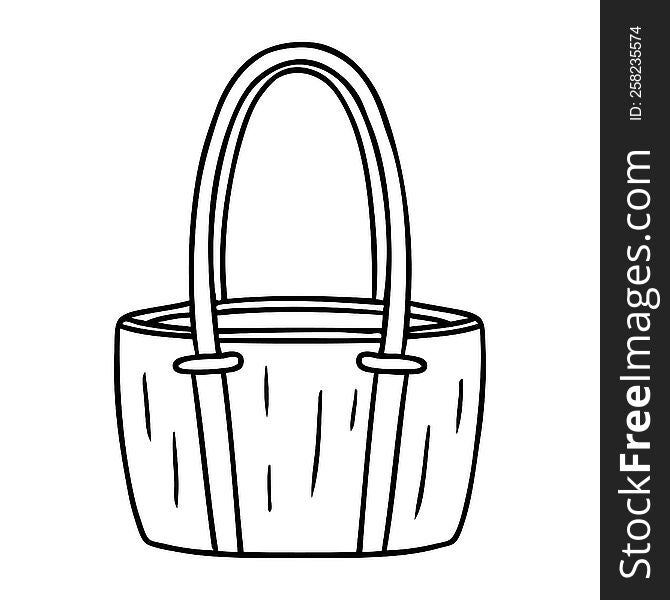 Line Drawing Doodle Of A Red Big Bag