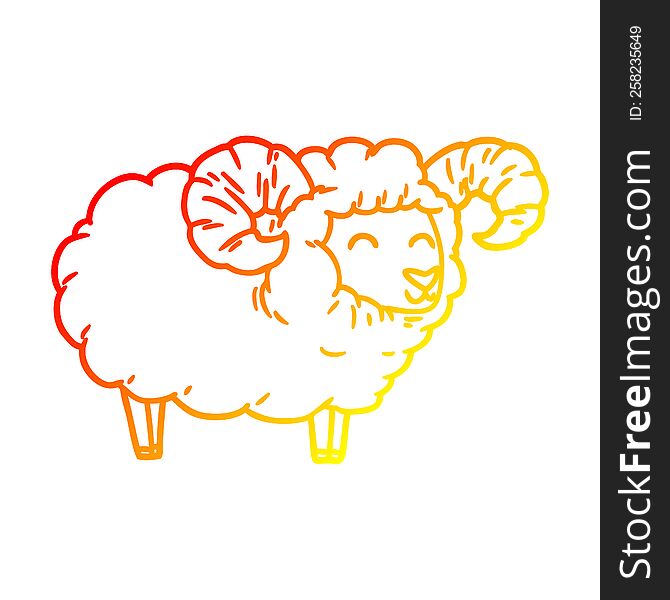 Warm Gradient Line Drawing Cartoon Ram