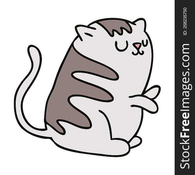 hand drawn quirky cartoon cat. hand drawn quirky cartoon cat