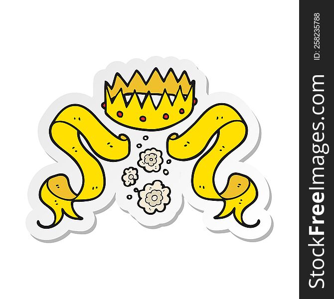 sticker of a cartoon crown and scroll