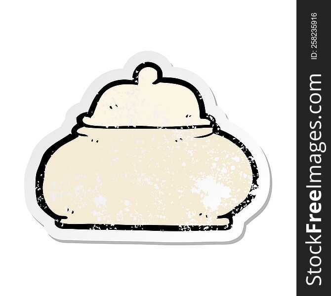 retro distressed sticker of a cartoon old style ceramic pot